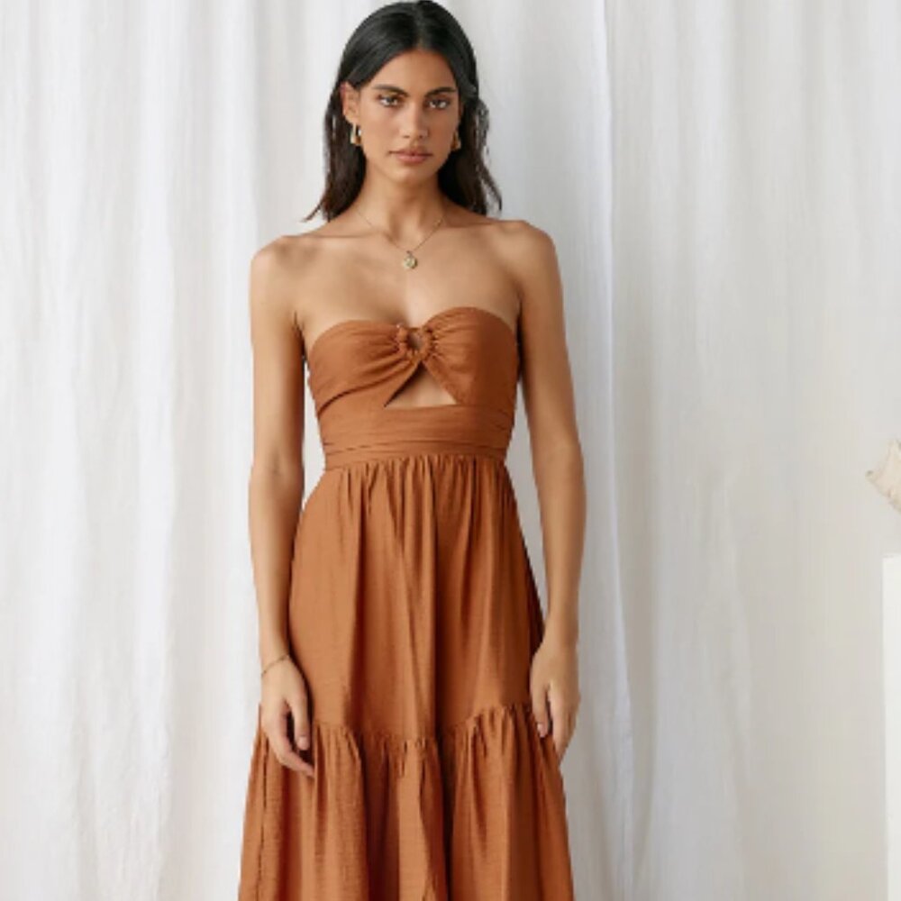 Maxi Dress Tan NWT Small